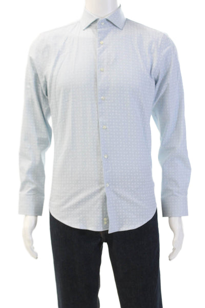 Nordstrom Mens Long Sleeve Abstract Print Dress Shirt Blue Size 14.5