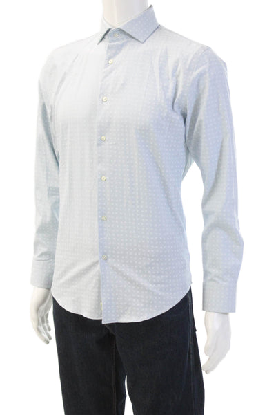Nordstrom Mens Long Sleeve Abstract Print Dress Shirt Blue Size 14.5