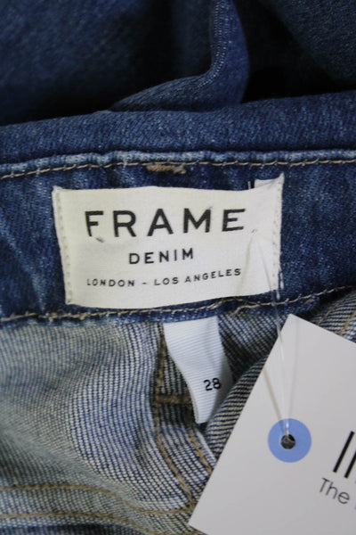 Frame Womens Medium Wash High Rise Straight Leg Denim Jeans Blue Size 28