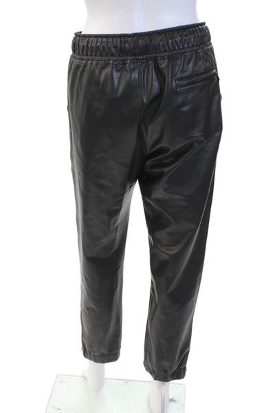 David Lerner Womens Vegan Leather Drawstring Zip Ankle Pants Black Size M