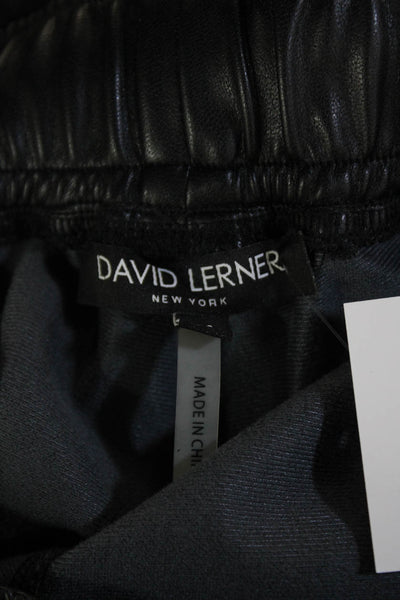 David Lerner Womens Vegan Leather Drawstring Zip Ankle Pants Black Size M