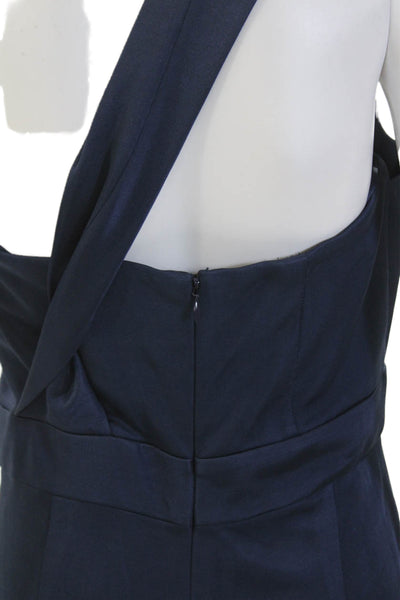 Misha Womens Zip Back Strapless Wide Leg Jumpsuit Dark Blue Size 8