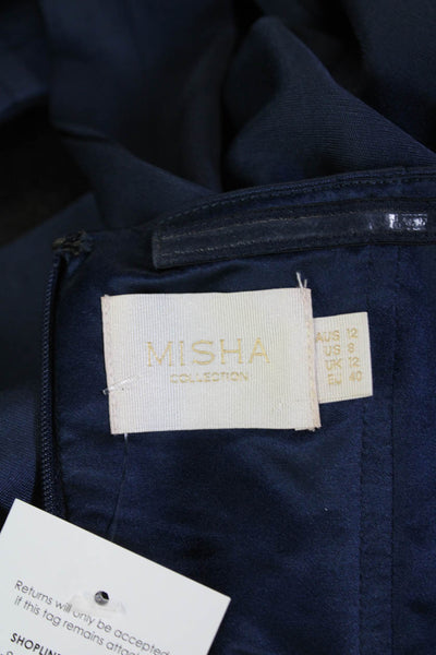 Misha Womens Zip Back Strapless Wide Leg Jumpsuit Dark Blue Size 8