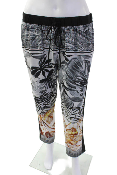 Clover Canyon Womens Textured Elastic Waistband Floral Pants Black Size M