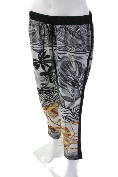 Clover Canyon Womens Textured Elastic Waistband Floral Pants Black Size M