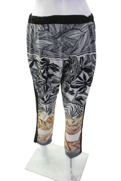 Clover Canyon Womens Textured Elastic Waistband Floral Pants Black Size M