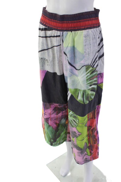 Clover Canyon Womens Textured Elastic Waistband Straight Pants Multi Size S