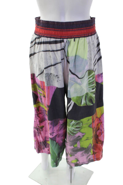 Clover Canyon Womens Textured Elastic Waistband Straight Pants Multi Size S
