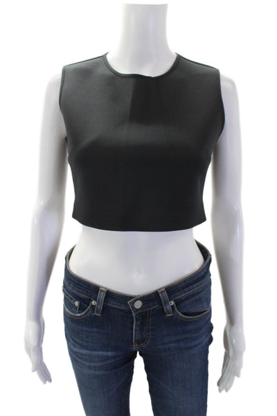 Clover Canyon Womens Textured Round Neck Sleeveless Top Black Size M