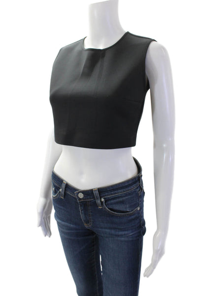 Clover Canyon Womens Textured Round Neck Sleeveless Top Black Size M