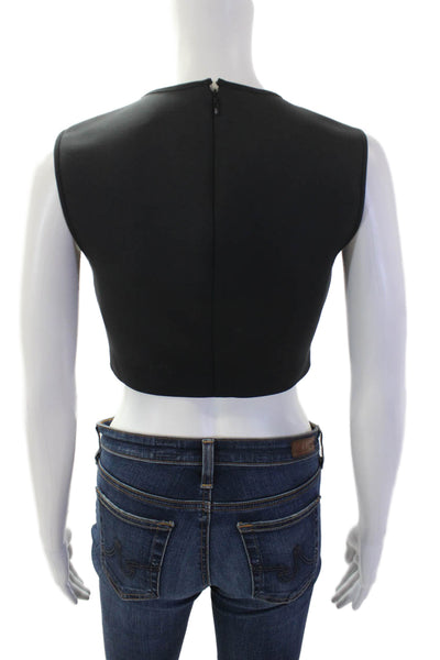 Clover Canyon Womens Textured Round Neck Sleeveless Top Black Size M