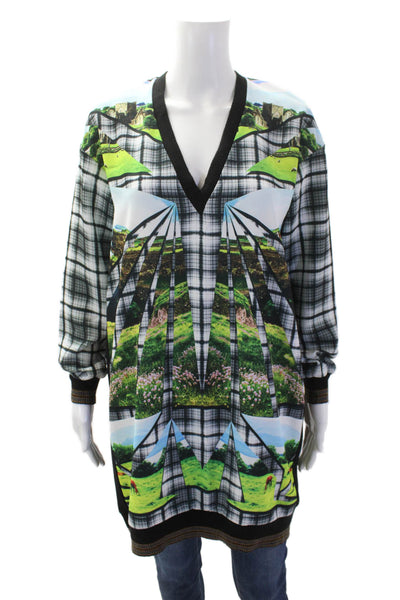Clover Canyon Womens Textured Long Sleeve V-neck Blouse Multi Size S