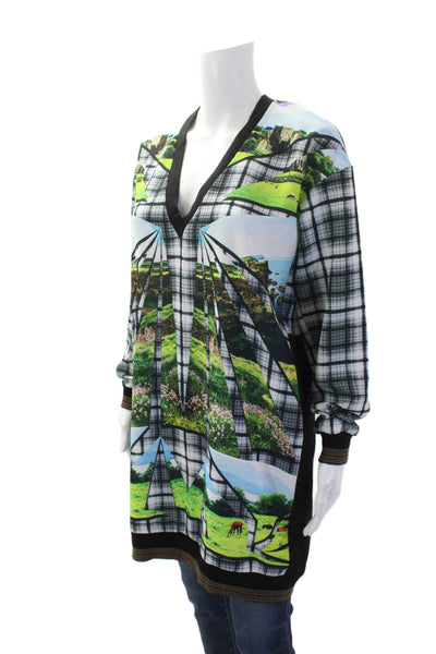 Clover Canyon Womens Textured Long Sleeve V-neck Blouse Multi Size S