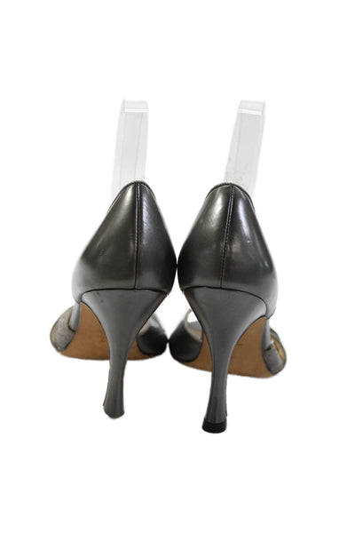Cole Haan Womens Metallic Leather Open Toe Heels Gray Size 8.5B