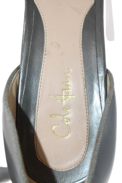 Cole Haan Womens Metallic Leather Open Toe Heels Gray Size 8.5B