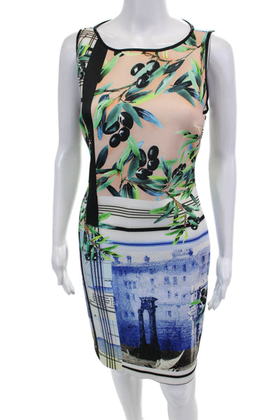 Clover Canyon Womens Graphic Print Cut Out Midi Pencil Dress Multicolor Size M