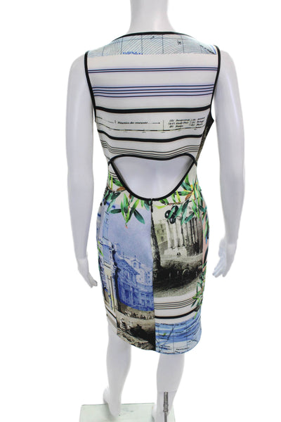 Clover Canyon Womens Graphic Print Cut Out Midi Pencil Dress Multicolor Size M