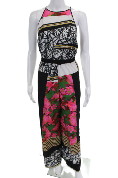 Clover Canyon Womens Abstract Print Sleeveless Halter Jumpsuit Multicolor Size L