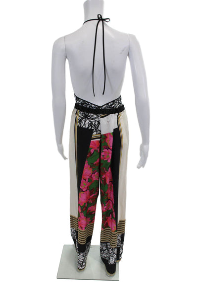 Clover Canyon Womens Abstract Print Sleeveless Halter Jumpsuit Multicolor Size L