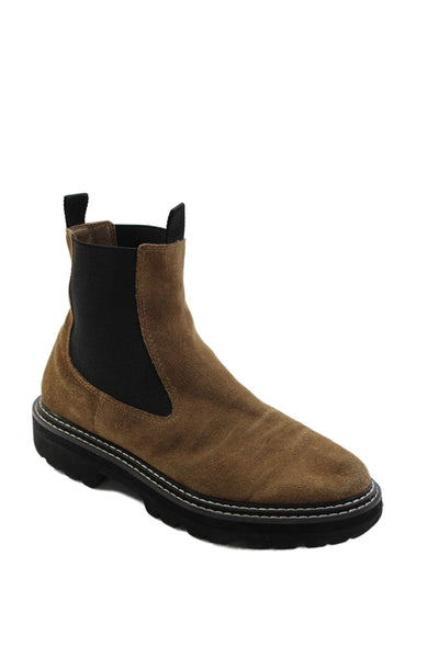 Dolce Vita Womens Leather Suede Slip On Contrast Stich Ankle Boots Brown Size 10
