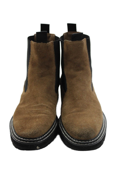 Dolce Vita Womens Leather Suede Slip On Contrast Stich Ankle Boots Brown Size 10
