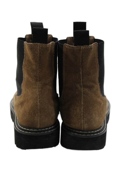Dolce Vita Womens Leather Suede Slip On Contrast Stich Ankle Boots Brown Size 10