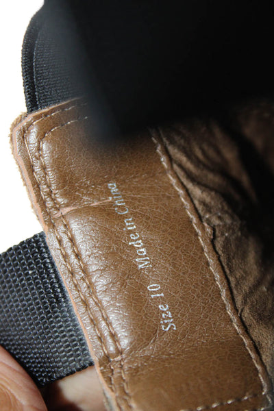 Dolce Vita Womens Leather Suede Slip On Contrast Stich Ankle Boots Brown Size 10