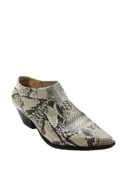 Schutz Womens Pointed Toe Slip On Snakeskin Print Low Heels Gray Size 9