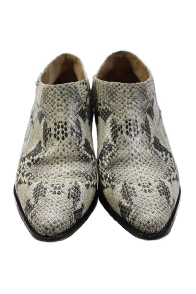 Schutz Womens Pointed Toe Slip On Snakeskin Print Low Heels Gray Size 9
