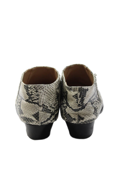 Schutz Womens Pointed Toe Slip On Snakeskin Print Low Heels Gray Size 9