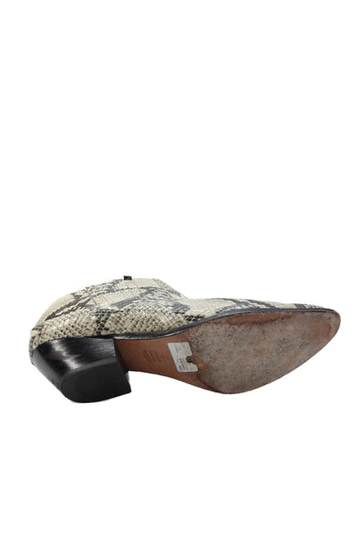 Schutz Womens Pointed Toe Slip On Snakeskin Print Low Heels Gray Size 9