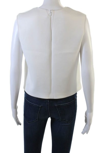Clover Canyon Womens Laser Cut Detail Cropped Tank Top White Size Medium