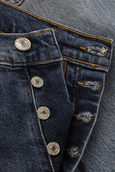 Re/Done Womens Cotton High Rise Slim Straight Leg Denim Jeans Blue Size 28