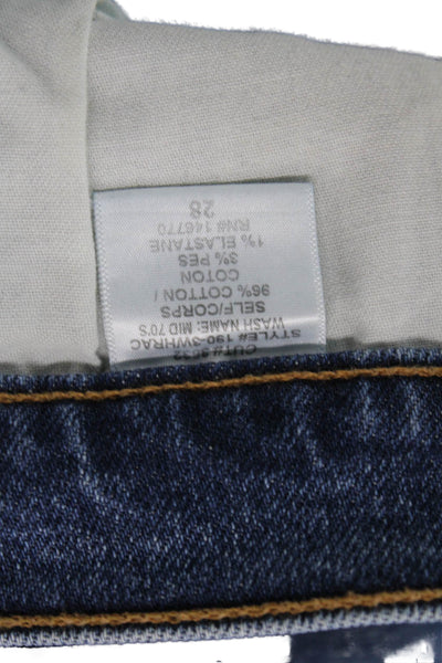 Re/Done Womens Cotton High Rise Slim Straight Leg Denim Jeans Blue Size 28