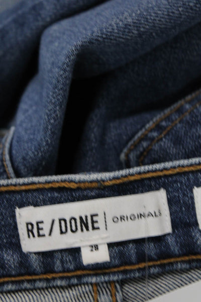 Re/Done Womens Cotton High Rise Slim Straight Leg Denim Jeans Blue Size 28