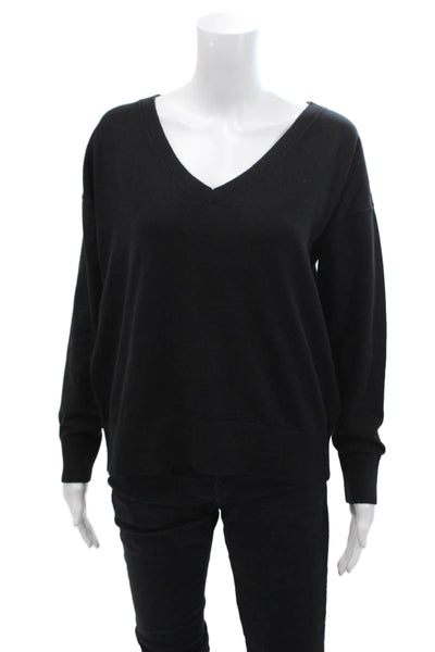 Old Navy Womens Knit Long Sleeve V-Neck Pullover Sweater Black Size S