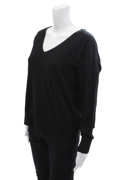 Old Navy Womens Knit Long Sleeve V-Neck Pullover Sweater Black Size S