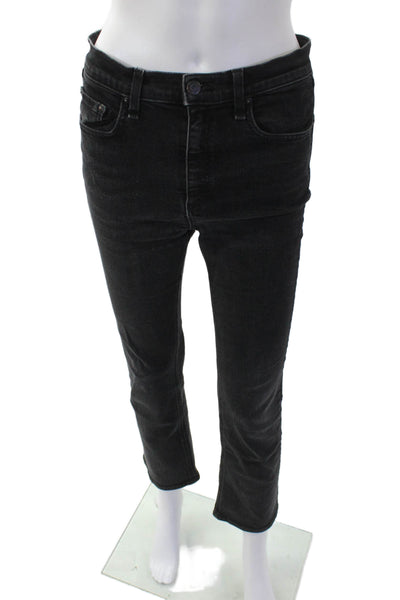 Rag & Bone Womens Cotton Denim Flared Jeans Black Size 28