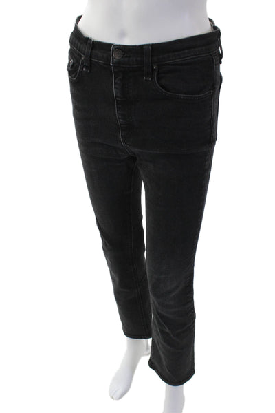 Rag & Bone Womens Cotton Denim Flared Jeans Black Size 28