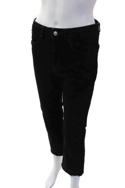 Zara Womens Denim 5 Pocket Straight Leg Jeans Black Size 6
