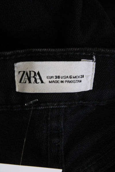 Zara Womens Denim 5 Pocket Straight Leg Jeans Black Size 6