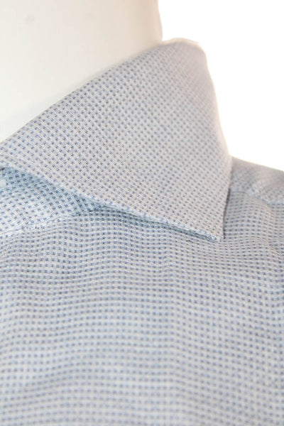 Eton Mens Cotton Collared Long Sleeve Button Up Shirt Blue Size XL