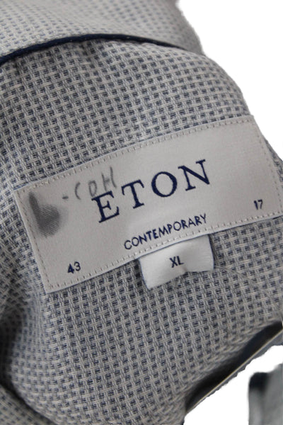 Eton Mens Cotton Collared Long Sleeve Button Up Shirt Blue Size XL