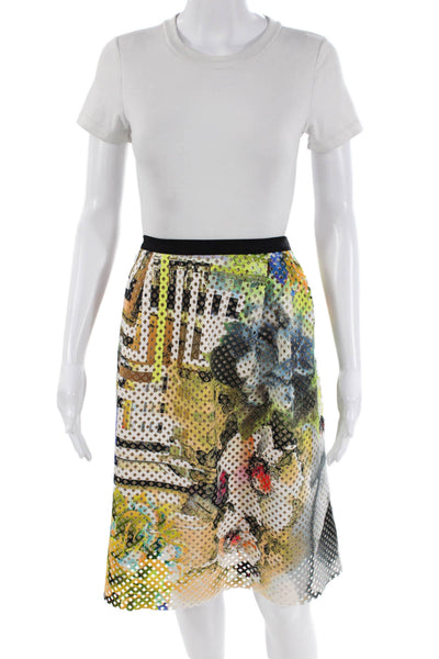 Clover Canyon Womens Printed Laser Cut Lined Knee Length Skirt Multicolor Size L
