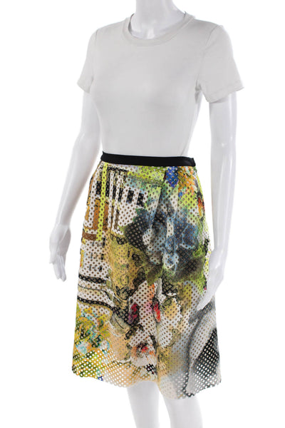 Clover Canyon Womens Printed Laser Cut Lined Knee Length Skirt Multicolor Size L