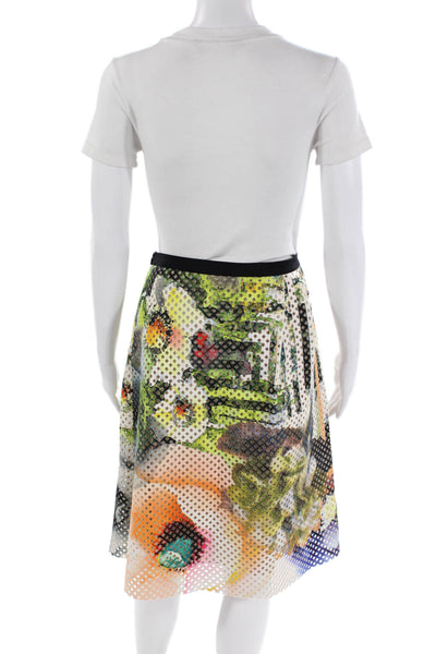 Clover Canyon Womens Printed Laser Cut Lined Knee Length Skirt Multicolor Size L