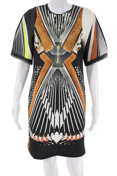 Clover Canyon Womens Printed Crew Neck Short Sleeve Shift Dress Multicolor Sz M