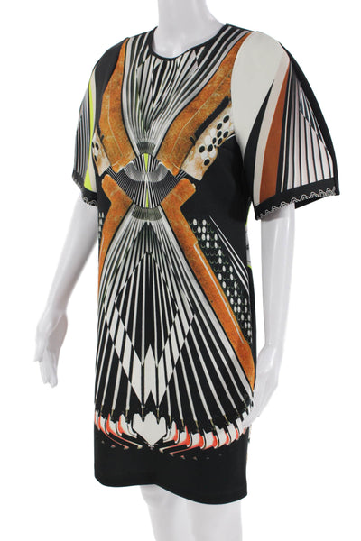 Clover Canyon Womens Printed Crew Neck Short Sleeve Shift Dress Multicolor Sz M