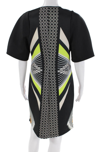 Clover Canyon Womens Printed Crew Neck Short Sleeve Shift Dress Multicolor Sz M