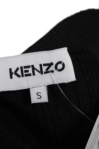 Kenzo Womens Layered Detail Ribbed Slit Detail Maxi Skirt Solid Black  Size S